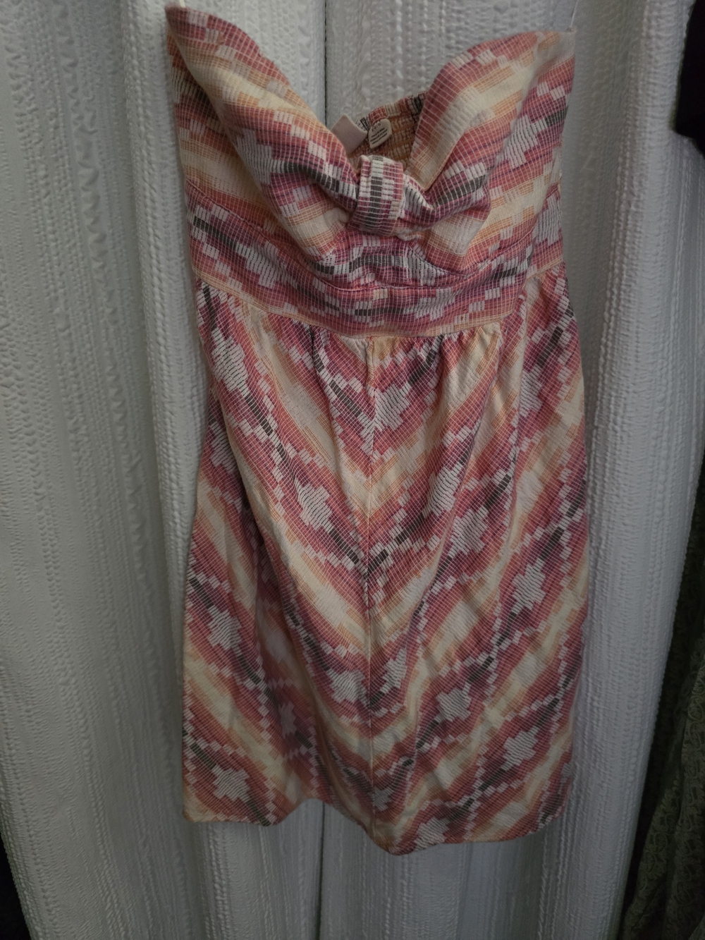 Womens Large Roxy Strapless Chevron Pink, Cream and Coral